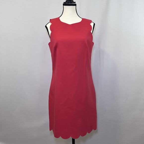 J Crew sleeveless scallop edge arm hem coral salmon mini dress women size 4 - Picture 1 of 12